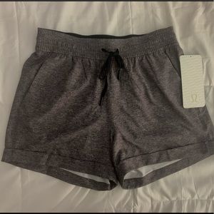 Grey drawstring lululemon shorts!! BRAND NEW!!